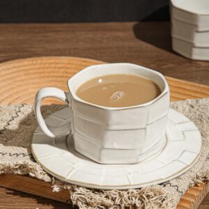 2pcs/set Graphic Pattern Mug & Plate, Modern Striped Design Coffee Mug & Plate For Home