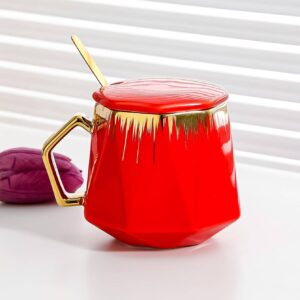 1pc Graphic Print Mug With Cover & Spoon